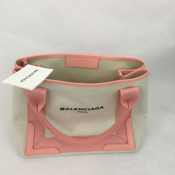 BALENCIAGA Tote Bag Cabas Pink Canvas Leather NWT - Picture 6 of 8